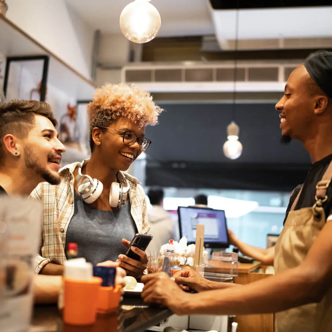 small business customer talking to customers
