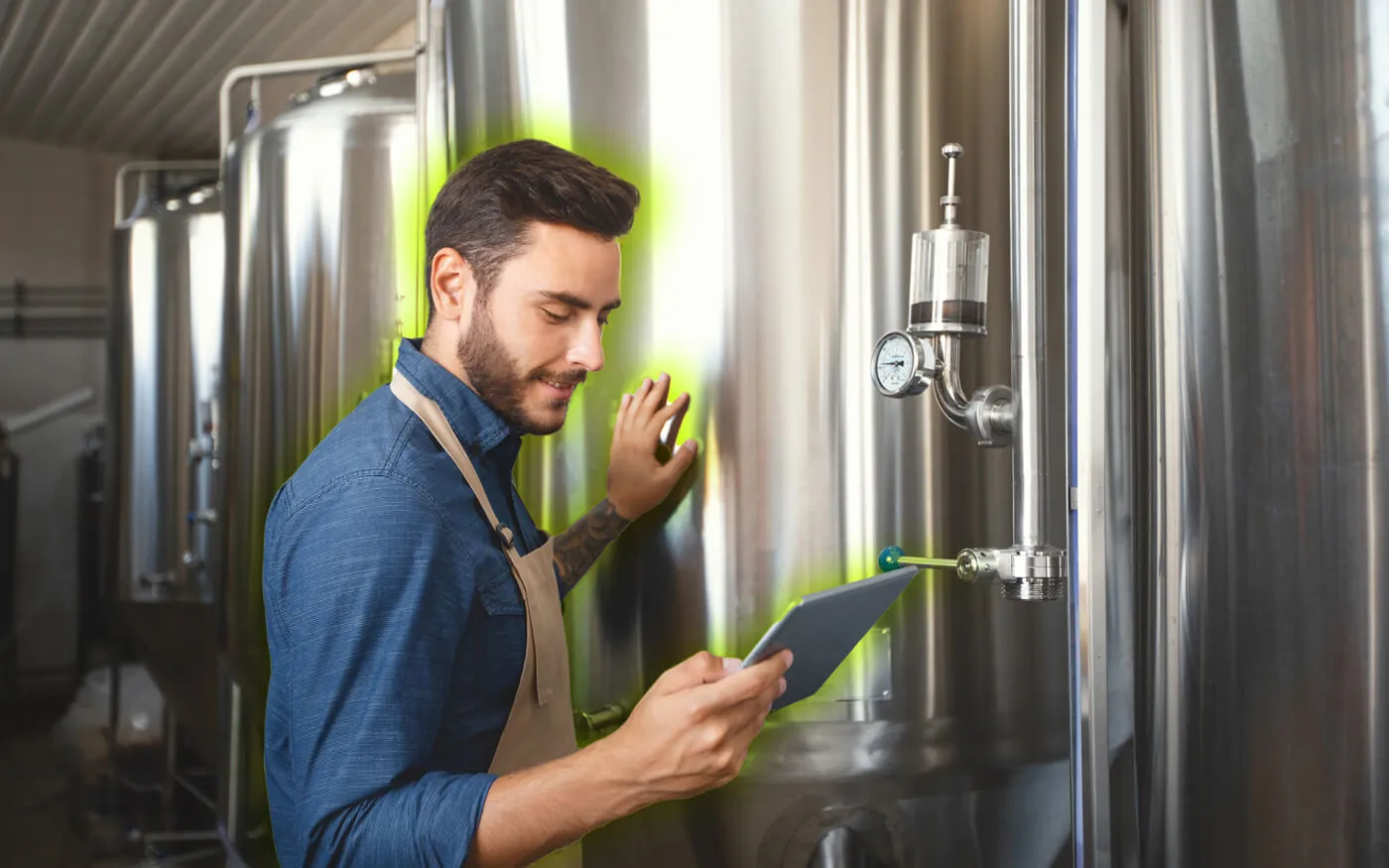 business worker looking at tablet