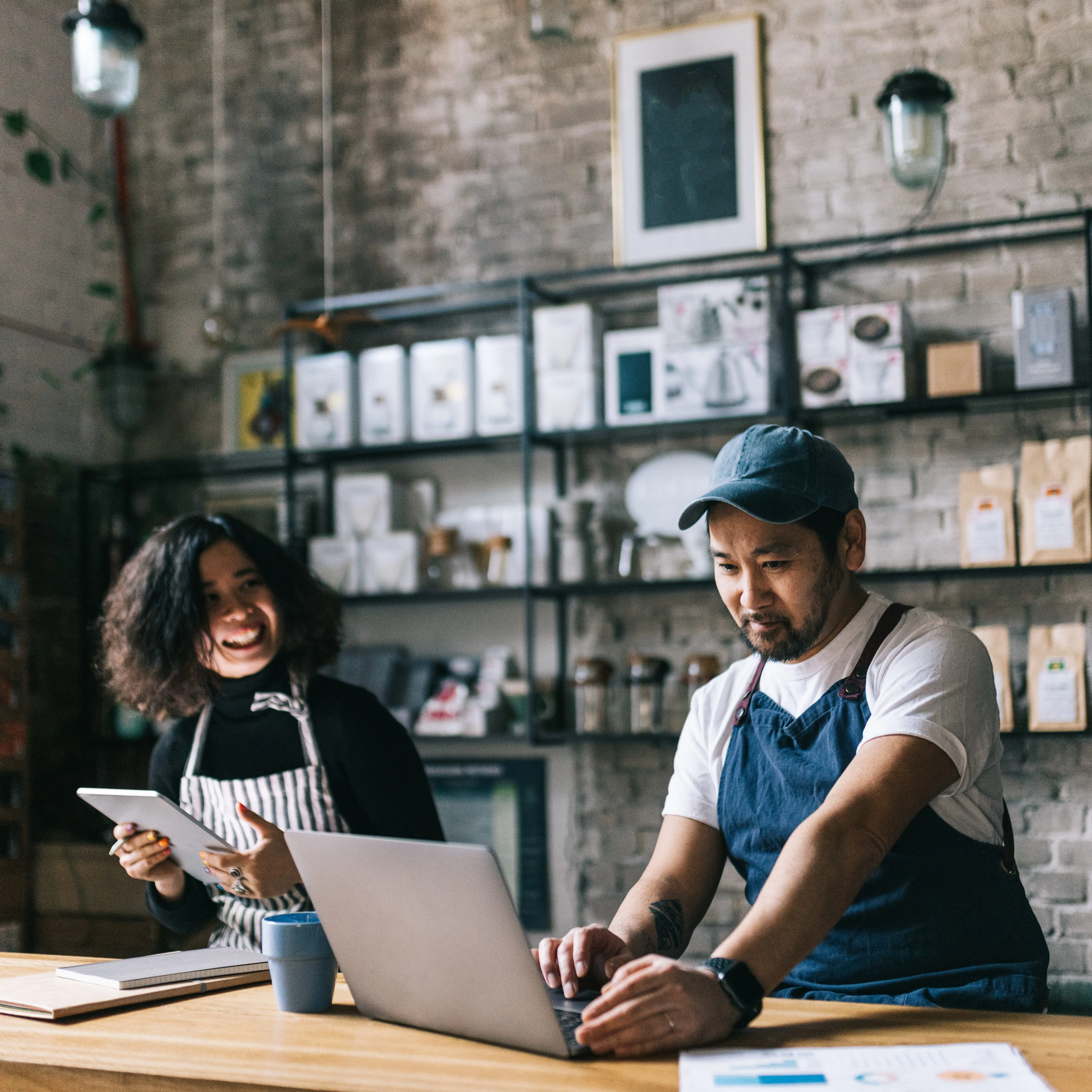 small business owner in coffee shop